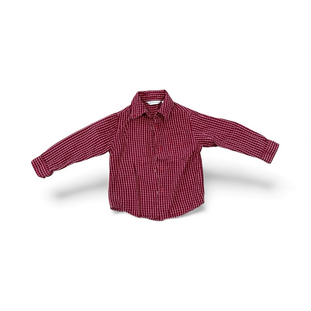George Boys Red Plaid Button Down Shirt